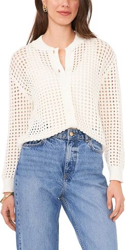 سترة نسائية كروشيه بأزرار وفتحة رقبة دائرية للربيع والصيف والشاطئ in Kuwait