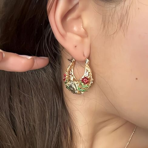 Vintage Jewelry Virgin Mary Floral Earrings Antique Filigree Earrings For Women Religious Daily Wear in Kuwait