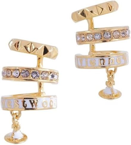 Three Circles Earrings of Saturn for Women - Zircon Saturn Earrings Ear Studs(Gold White) in Saudi Arabia