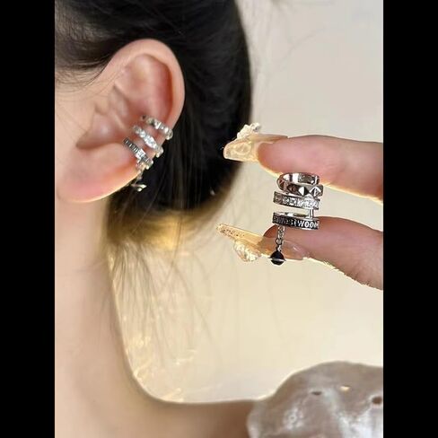 Three Circles Earrings of Saturn for Women - Zircon Saturn Earrings Ear Studs(Gold White) in Saudi Arabia