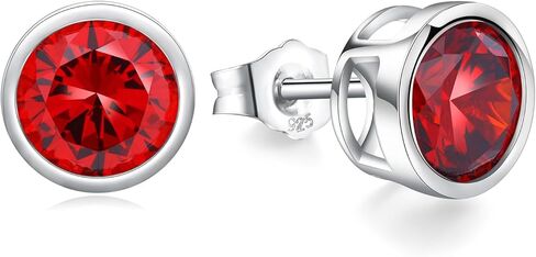 925 Sterling Silver Bezel Birthstone Stud Earrings for Women Hypoallergenic Anniversary Birthday Valentines Jewelry (with Gift Box) in Kuwait