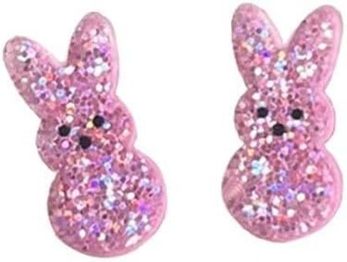 Easter Rabbit Stud Earrings Set for Women 3 Pairs Cute Glitter Acrylic Bunny Animal Spring Statement Earrings Holiday Party Friendship Jewelry Gifts in Kuwait