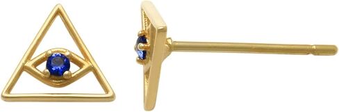 ANYGOLDS 14K Real Solid Gold Evil Eye Sapphire Stud Earrings – Tiny Marquise Cartilage Helix Tragus Upper Ear Studs – Adorned With Sapphire Gemstone - Dainty Ear Post for Women - Sold as a Pair in Kuwait