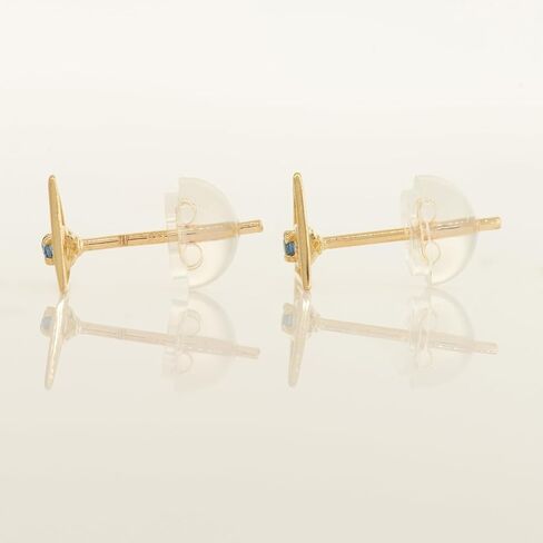 ANYGOLDS 14K Real Solid Gold Evil Eye Sapphire Stud Earrings – Tiny Marquise Cartilage Helix Tragus Upper Ear Studs – Adorned With Sapphire Gemstone - Dainty Ear Post for Women - Sold as a Pair in Kuwait