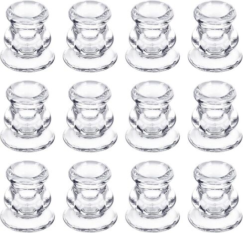 مجموعة حوامل شموع زجاجية شفافة مكونة من 12 حامل شموع مستدقة لحفلات الزفاف والديكور وتناول الطعام in Kuwait