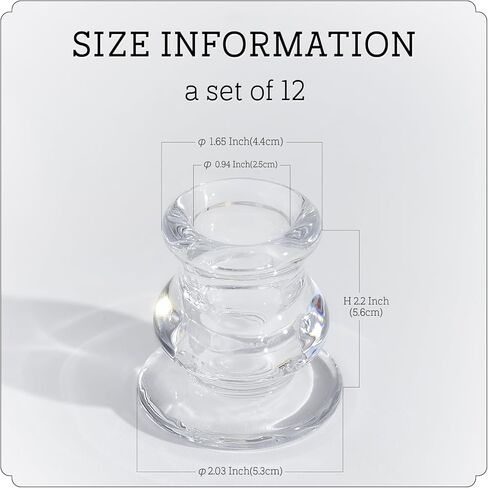 مجموعة حوامل شموع زجاجية شفافة مكونة من 12 حامل شموع مستدقة لحفلات الزفاف والديكور وتناول الطعام in Kuwait