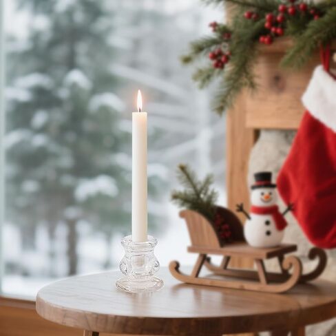 مجموعة حوامل شموع زجاجية شفافة مكونة من 12 حامل شموع مستدقة لحفلات الزفاف والديكور وتناول الطعام in Kuwait