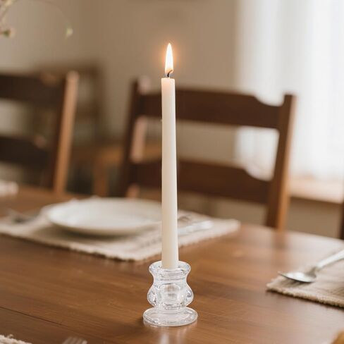 مجموعة حوامل شموع زجاجية شفافة مكونة من 12 حامل شموع مستدقة لحفلات الزفاف والديكور وتناول الطعام in Kuwait