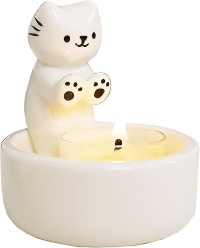 Cat Candle Holder, Cute Cartoon Candle Holders, Kitten Warming Paws Tea Light, Cute Cartoon Kitten Scented Candles Candle Lamp, Cute Cat Home Decor, Gift for Cat Lover in Kuwait