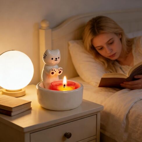 Cat Candle Holder, Cute Cartoon Candle Holders, Kitten Warming Paws Tea Light, Cute Cartoon Kitten Scented Candles Candle Lamp, Cute Cat Home Decor, Gift for Cat Lover in Kuwait