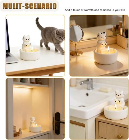 Cat Candle Holder, Cute Cartoon Candle Holders, Kitten Warming Paws Tea Light, Cute Cartoon Kitten Scented Candles Candle Lamp, Cute Cat Home Decor, Gift for Cat Lover in Kuwait