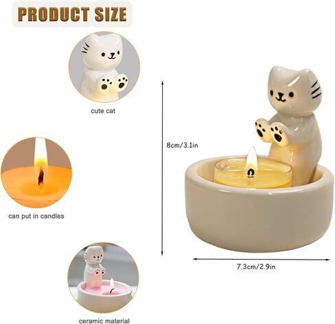 Cat Candle Holder, Cute Cartoon Candle Holders, Kitten Warming Paws Tea Light, Cute Cartoon Kitten Scented Candles Candle Lamp, Cute Cat Home Decor, Gift for Cat Lover in Kuwait