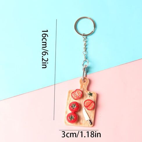 3PC Vegetable Shaped Resin Keychains – Potato Tomato Eggplant Carrot, Creative Pendant Bag Charm Decor Key Chains in Saudi Arabia