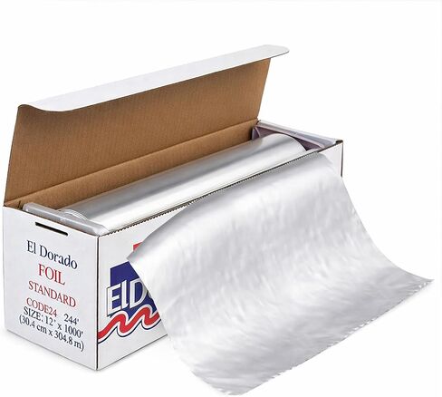 IDL Packaging 12" x 1000' El Dorado Aluminum Foil Roll in Self-Dispensed Box with Cutter (Pack of 1) - Standard Tin Foil for Grilling, Wrapping, Smoking, Baking - Food Safe Disposable Foil Wrap in Saudi Arabia