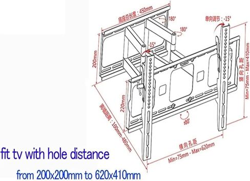 DL-D-114MH 60 "55" 46 "80 كجم LCD بلازما قابلة للطي حامل تلفاز كامل الحركة LCD جدار جبل LED حامل تلسكوبي الدورية in Kuwait