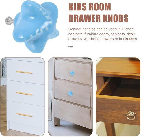 Cute Ceramic Cabinet Knobs Sea Star and Blue Sea Shell Drawer Pulls ’ Room Wardrobe Handles Decorative Furniture Hardware for Cabinets and Cupboards in Saudi Arabia