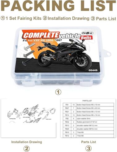 Full Sets Fairing Bolts Kit Compatible with YZF-R6 2006-2007 YZF R6 Complete Fairing Cowling Screws Mounting Bolt Cowling Screw Nut Fasteners Accessories in Kuwait