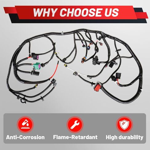 4C3Z12B637AA Upgraded Engine Wiring Harness Compatible with Ford F250 F350 F450 F550 2004 6.0L Powerstroke Diesel for Ford Super Duty 2003-2007 Replace 4C3Z-12B637-AA in Kuwait