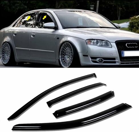 Window Deflector Tape-on Fit for 2002 2003 2004 2005 2006 2007 2008 A-u-di A4/S4/Rs4 Sedan Window Visor Rain Guard Dark Smoke in Saudi Arabia
