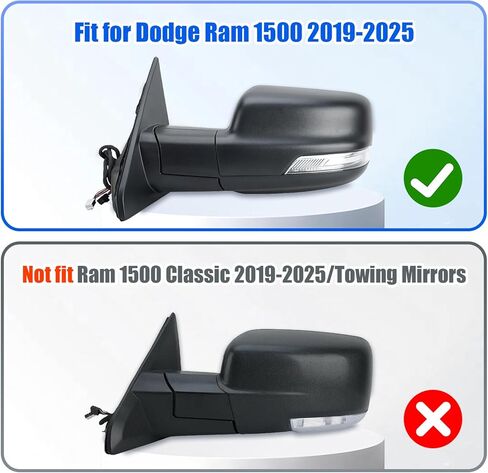 Side Mirror Covers for Dodge Ram 1500 2019-2025 Self-Adhesive Side Mirror Caps(Chrome) in Saudi Arabia