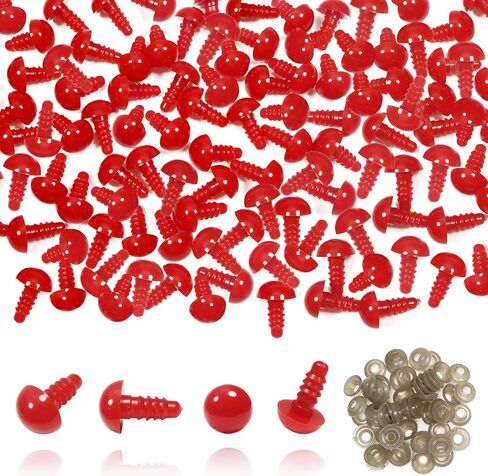 TOAOB 50pcs 8mm Safety Eyes for Amigurumis with Washers Red Crochet Eyes Plastic Craft Safety Eyes for Stuffed Animals Bears Doll Making in Saudi Arabia