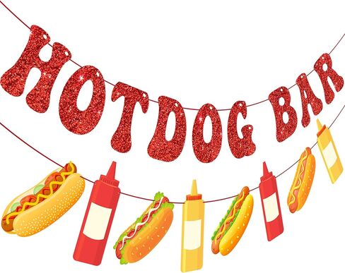 2pcs Hotdog Bar Banners Hotdog Birthday Party Decorations Fast Food Theme Banners for BBQ and Picnic, Sausage Party Supplies in Saudi Arabia