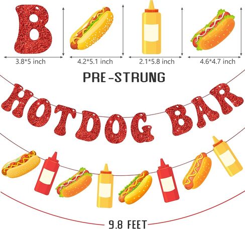 2pcs Hotdog Bar Banners Hotdog Birthday Party Decorations Fast Food Theme Banners for BBQ and Picnic, Sausage Party Supplies in Saudi Arabia