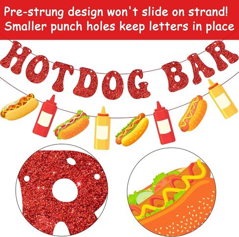 2pcs Hotdog Bar Banners Hotdog Birthday Party Decorations Fast Food Theme Banners for BBQ and Picnic, Sausage Party Supplies in Saudi Arabia