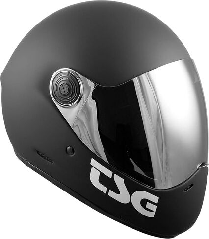 TSG - Pass Pro Solid Color Full-face Helmet, Matt Black w/Two Visors | Downhill Skateboarding, E-Skating, E-Onewheeling, Longboarding | Hardshell Fiberglass | Anti Scratch, Anti Fog, Distortion Free in Kuwait