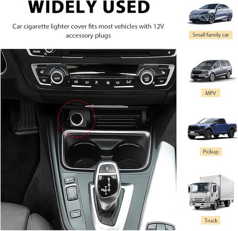 Cigarette Lighter Plug Cover, Waterproof Dustproof Cigarette Lighter Socket Cover Cap Vehicle Decoration, Aluminum Button Plug Replacement fit for Most Cars SUVs Trucks (Black) in Saudi Arabia