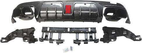 CHIESMA, Rear Diffuser Fit for Mercedes Benz W205 C43 C63 AMG/C63 AMG S/C300/C200/C180 Sedan 4-Door 2015-2021, Carbon Fiber Painted Style ABS 6PC Rear Bumper Diffuser Rear Bumper Set in Kuwait
