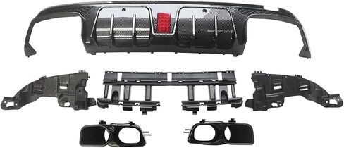 CHIESMA, Rear Diffuser Fit for Mercedes Benz W205 C43 C63 AMG/C63 AMG S/C300/C200/C180 Sedan 4-Door 2015-2021, Carbon Fiber Painted Style ABS 6PC Rear Bumper Diffuser Rear Bumper Set in Kuwait