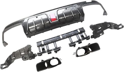 CHIESMA, Rear Diffuser Fit for Mercedes Benz W205 C43 C63 AMG/C63 AMG S/C300/C200/C180 Sedan 4-Door 2015-2021, Carbon Fiber Painted Style ABS 6PC Rear Bumper Diffuser Rear Bumper Set in Kuwait