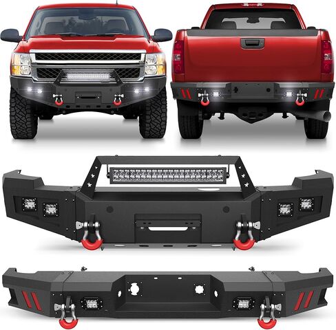 Silverado Full Width Front Bumper, Compatible with Chevy Silverado 2500/3500 2011-2014, Textured Black Pickup Truck Bumper for Silverado 2011-2014, with Winch Plate, Lights and D-rings in Saudi Arabia