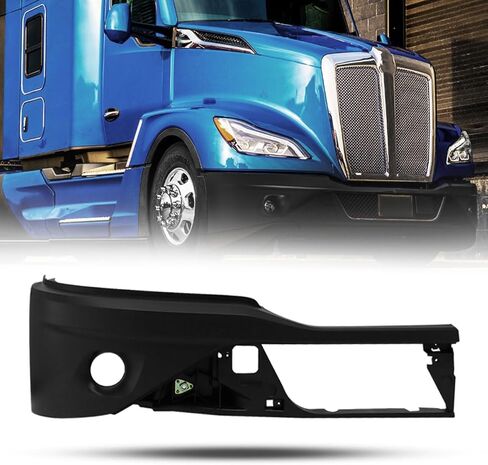 المصد الأسود يناسب Kenworth T680 2022 2023 2024 ABS استبدال ركن المصد T680 نصف الشاحنات الجانب الأيمن للركاب (مع فتحة ضوء الضباب) (يمين) in Kuwait