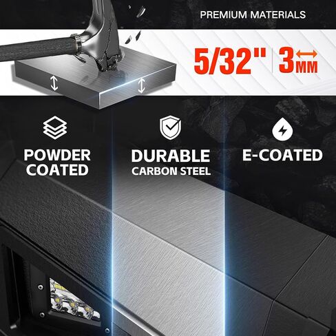 Stubby Front Bumper Compatible with 2016 2017 2018 2019 2020 2021 2022 2023 Toyota Tacoma 3rd Gen with Winch Plate, Skid Plate, 3 x LED Lights, Pre-drilled Holes for License Plate & D-rings in Kuwait