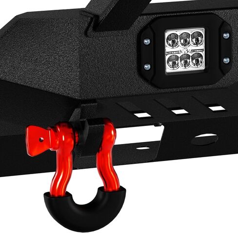 Stubby Front Bumper Compatible with 2016 2017 2018 2019 2020 2021 2022 2023 Toyota Tacoma 3rd Gen with Winch Plate, Skid Plate, 3 x LED Lights, Pre-drilled Holes for License Plate & D-rings in Kuwait