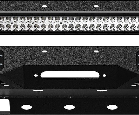 Stubby Front Bumper Compatible with 2016 2017 2018 2019 2020 2021 2022 2023 Toyota Tacoma 3rd Gen with Winch Plate, Skid Plate, 3 x LED Lights, Pre-drilled Holes for License Plate & D-rings in Kuwait