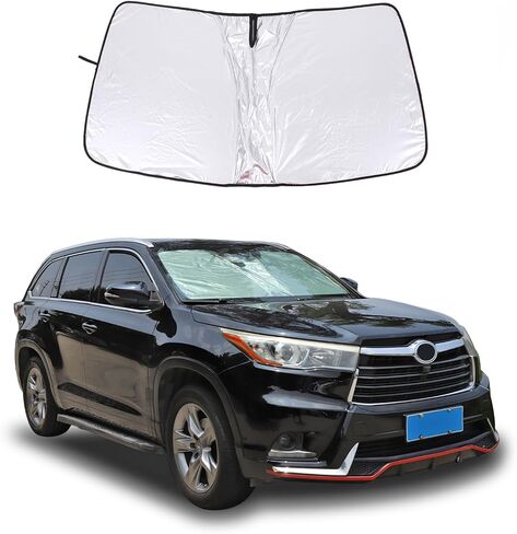 Car Front Windshield Sunshade Compatible with Toyota Highlander 2007-2025 Front Window Sun Shade, Foldable Reflective Sun Visor,Blocks UV Rays Sun Visor Protector Heat Shield (Silver, 2007-2017) in Saudi Arabia