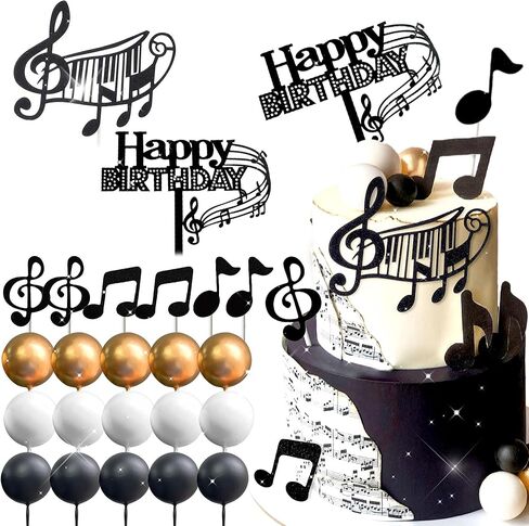 JeVenis Rock Music Cake Topper Guitar Cake Toppers Music Notes Balls Cake Decorations for Musician Birthday Party Rock Theme Party in Saudi Arabia