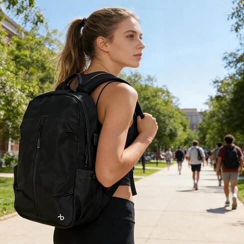 BESMART Black Waterproof Casual Backpack for Men/Women with USB Port&Trolley Sleeve,Lightweight College Backpacks Suitable for 15.6'' Laptop,Work Bag Commute Daypack for Travel/Sport/Outdoor/Hiking in Kuwait