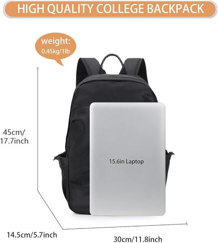 BESMART Black Waterproof Casual Backpack for Men/Women with USB Port&Trolley Sleeve,Lightweight College Backpacks Suitable for 15.6'' Laptop,Work Bag Commute Daypack for Travel/Sport/Outdoor/Hiking in Kuwait