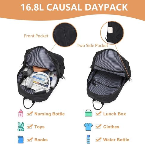 BESMART Black Waterproof Casual Backpack for Men/Women with USB Port&Trolley Sleeve,Lightweight College Backpacks Suitable for 15.6'' Laptop,Work Bag Commute Daypack for Travel/Sport/Outdoor/Hiking in Kuwait