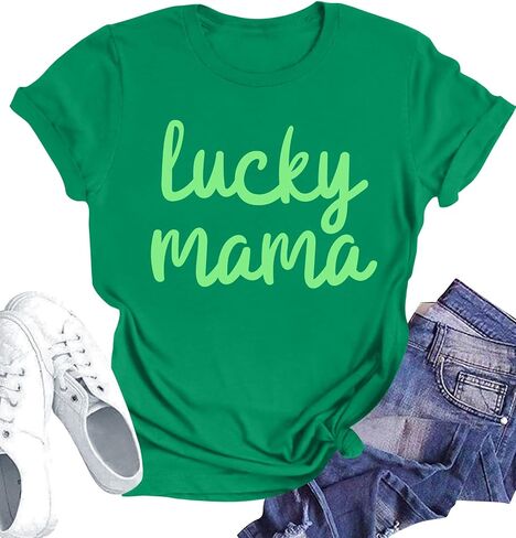 St Patrick's Day Shirts for Women Luck Mama Graphic Shirt Irish Shamrock Shirts Sant Paddy's Day Tee Tops in Saudi Arabia