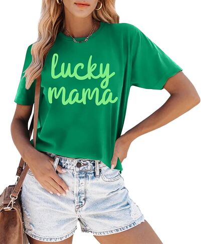 St Patrick's Day Shirts for Women Luck Mama Graphic Shirt Irish Shamrock Shirts Sant Paddy's Day Tee Tops in Saudi Arabia