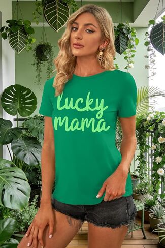 St Patrick's Day Shirts for Women Luck Mama Graphic Shirt Irish Shamrock Shirts Sant Paddy's Day Tee Tops in Saudi Arabia