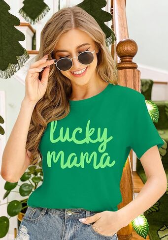 St Patrick's Day Shirts for Women Luck Mama Graphic Shirt Irish Shamrock Shirts Sant Paddy's Day Tee Tops in Saudi Arabia