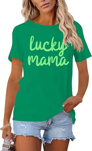 St Patrick's Day Shirts for Women Luck Mama Graphic Shirt Irish Shamrock Shirts Sant Paddy's Day Tee Tops in Saudi Arabia
