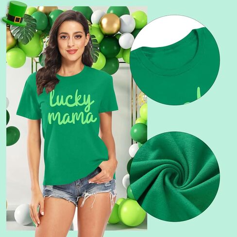 St Patrick's Day Shirts for Women Luck Mama Graphic Shirt Irish Shamrock Shirts Sant Paddy's Day Tee Tops in Saudi Arabia