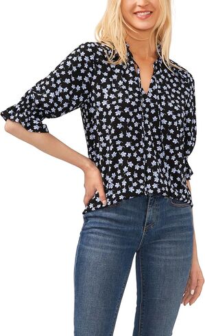 CeCe Women's Elbow Sleeve Split Neck Top in Saudi Arabia